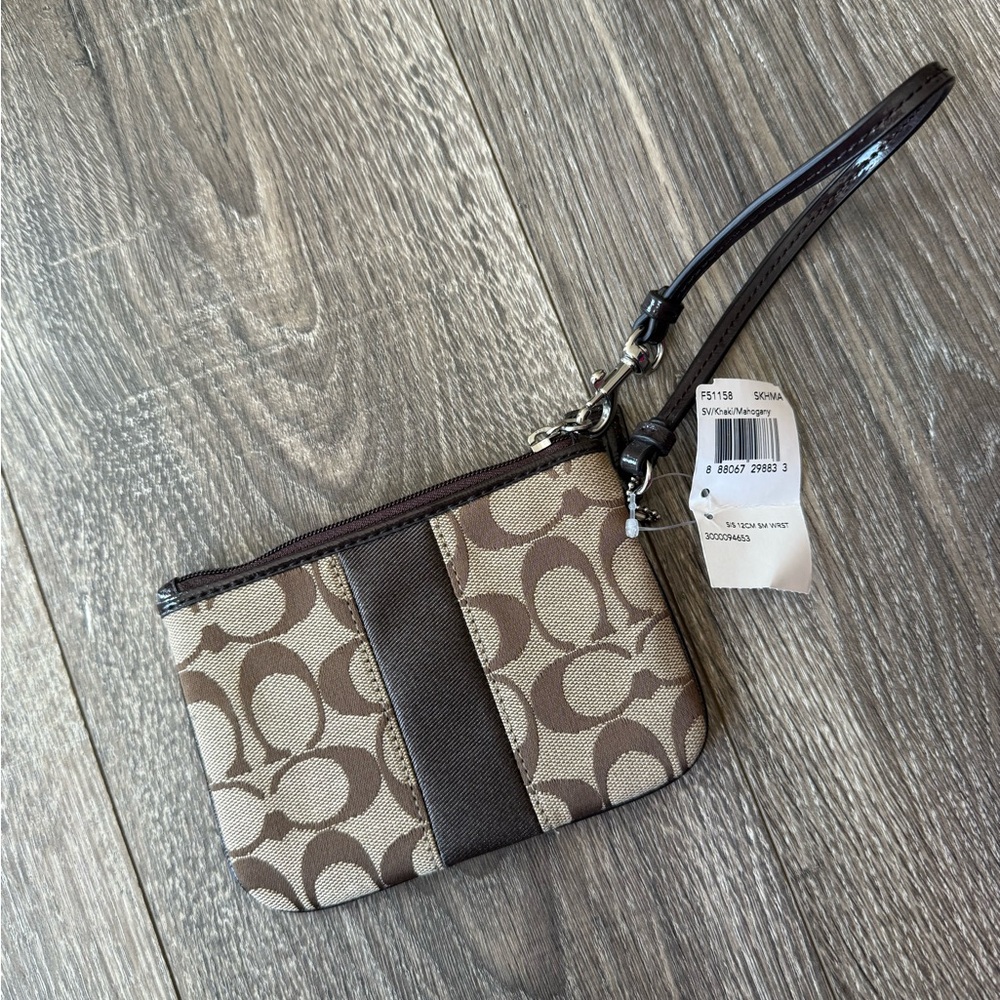 Coach Brown and Tan Wristlet